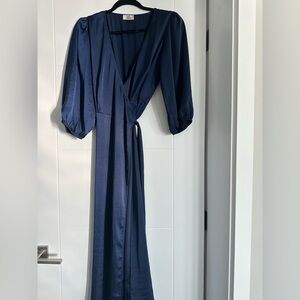 Aritzia Little Moon Vesper Satin Wrap Dress
